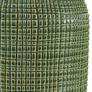 Uttermost Dulcich 16in 1-Light Table Lamp | Green Grid Ceramic and Antique Brass | Living Room & Bedroom | 16 x 16 x 28.75 in | Model 30755-1