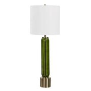 Uttermost Aspis 11in 1-Light Table Lamp | Green Glass and Antique Gold | Living Room & Bedroom | 11 x 11 x 31 in | Model 30760-1