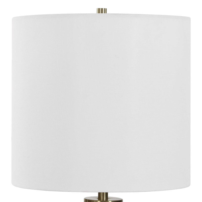 Uttermost Aspis 11in 1-Light Table Lamp | Green Glass and Antique Gold | Living Room & Bedroom | 11 x 11 x 31 in | Model 30760-1