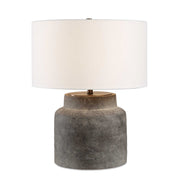 Uttermost Benedet 23.25in Table Lamp | Distressed Gray Ceramic and Antique Brass | Living Room & Bedside | 18 x 18 x 23.25 in | Model 30763