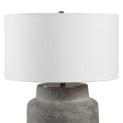 Uttermost Benedet 23.25in Table Lamp | Distressed Gray Ceramic and Antique Brass | Living Room & Bedside | 18 x 18 x 23.25 in | Model 30763