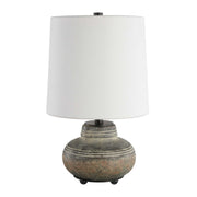 Uttermost Wester 18.25in Table Lamp | Distressed Gray Ceramic and Antique Brass | Living Room & Bedside | 11 x 11 x 18.25 in | Model 30765-1
