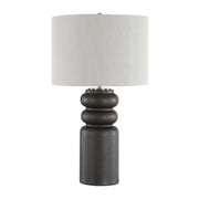 Uttermost Macon 17in 1-Light Table Lamp | Matte Black Ceramic and Antique Brass | Living Room & Bedroom | 17 x 17 x 29.5 in | Model 30769-1