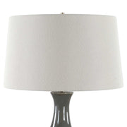 Uttermost Tennille 19in 1-Light Table Lamp | Warm Gray Ceramic and Antique Brass | Living Room & Bedroom | 19 x 19 x 31 in | Model 30771