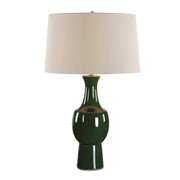 Uttermost Tennille 19in 1-Light Table Lamp | Deep Green Ceramic and Antique Brass | Living Room & Bedroom | 19 x 19 x 31 in | Model 30772