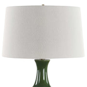 Uttermost Tennille 19in 1-Light Table Lamp | Deep Green Ceramic and Antique Brass | Living Room & Bedroom | 19 x 19 x 31 in | Model 30772
