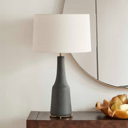 Uttermost Slovis 16in 1-Light Table Lamp | Dark Charcoal Gray Ceramic and Antique Brass | Living Room & Bedroom | 16 x 16 x 28.25 in | Model 30810-1