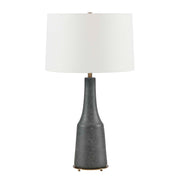 Uttermost Slovis 16in 1-Light Table Lamp | Dark Charcoal Gray Ceramic and Antique Brass | Living Room & Bedroom | 16 x 16 x 28.25 in | Model 30810-1
