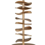 Uttermost Akoa 30.5in 1-Light Table Lamp | Sculptural Antique Brass and Warm White Linen | Living Room & Bedroom | 15 x 15 x 30.5 in | Model 30811-1