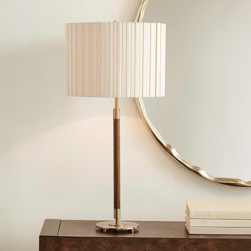 Uttermost Iliana 30in 1-Light Table Lamp | Dark Walnut Wood and Antique Brass Iron | Living Room & Bedroom | 14 x 14 x 30 in | Model 30812-1