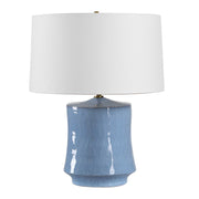 Uttermost Kamara 23in 1-Light Table Lamp | Powder Blue Ceramic and Antique Brass | Living Room & Bedroom | 18 x 18 x 23 in | Model 30818