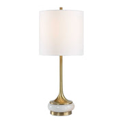 Uttermost Molena 21.75in 1-Light Table Lamp | Antique Brass and Pearly Stone | Living Room & Bedroom | 9 x 9 x 21.75 in | Model 30820-1