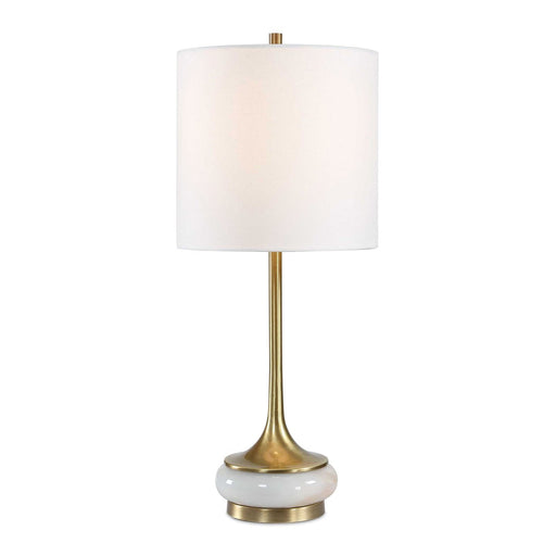 Uttermost Molena 21.75in 1-Light Table Lamp | Antique Brass and Pearly Stone | Living Room & Bedroom | 9 x 9 x 21.75 in | Model 30820-1