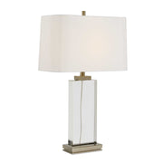 Uttermost Genevieve 28.75in 1-Light Table Lamp | Crystal and Antique Brass Iron with White Linen Shade | Living Room & Bedroom | Model 30840
