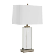 Uttermost Genevieve 28.75in 1-Light Table Lamp | Crystal and Antique Brass Iron with White Linen Shade | Living Room & Bedroom | Model 30840