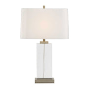 Uttermost Genevieve 28.75in 1-Light Table Lamp | Crystal and Antique Brass Iron with White Linen Shade | Living Room & Bedroom | Model 30840