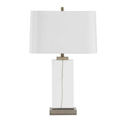 Uttermost Genevieve 28.75in 1-Light Table Lamp | Crystal and Antique Brass Iron with White Linen Shade | Living Room & Bedroom | Model 30840