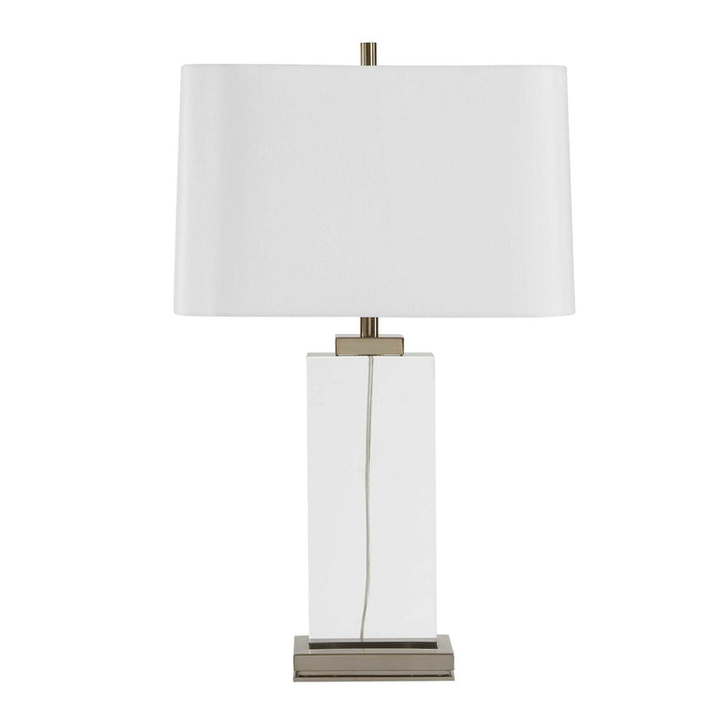 Uttermost Genevieve 28.75in 1-Light Table Lamp | Crystal and Antique Brass Iron with White Linen Shade | Living Room & Bedroom | Model 30840