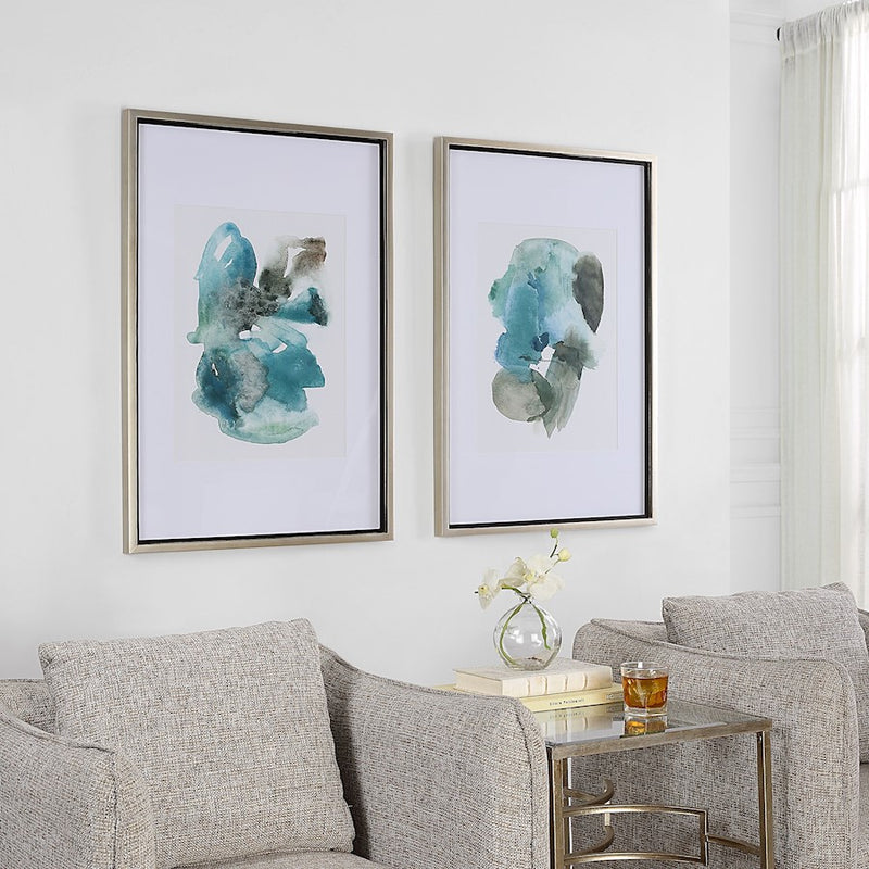 Uttermost Blueprints Watercolor Prints, Set Of 2, White/Black