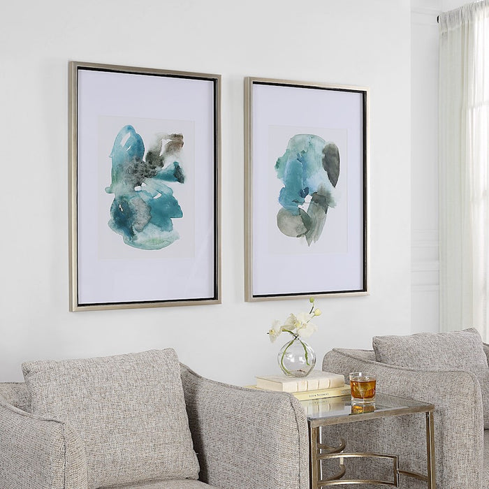 Uttermost Blueprints Watercolor Prints, Set Of 2, White/Black