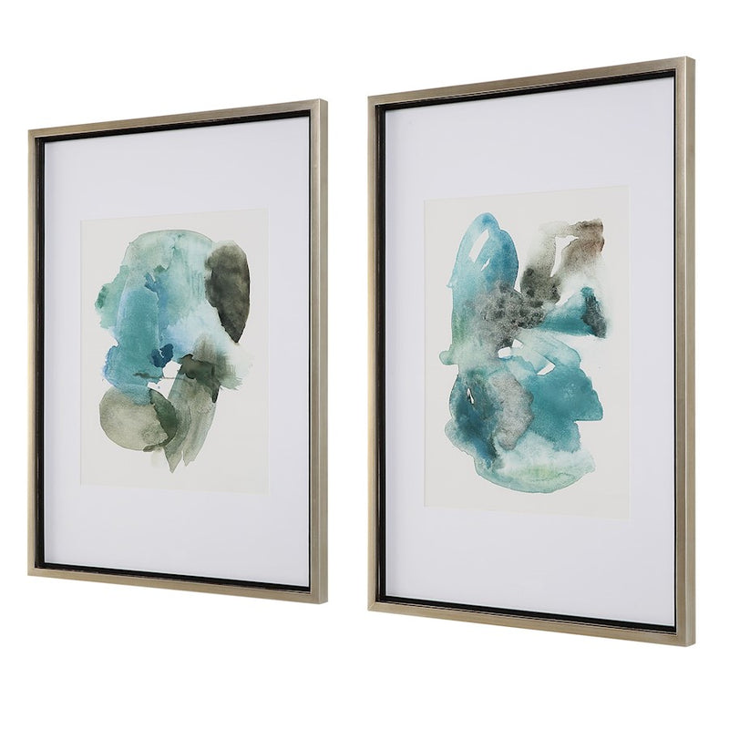 Uttermost Blueprints Watercolor Prints, Set Of 2, White/Black