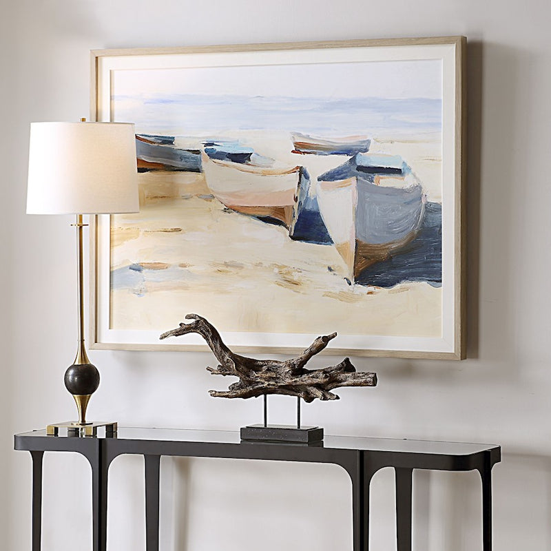 Uttermost Beached Boats Framed Print, White