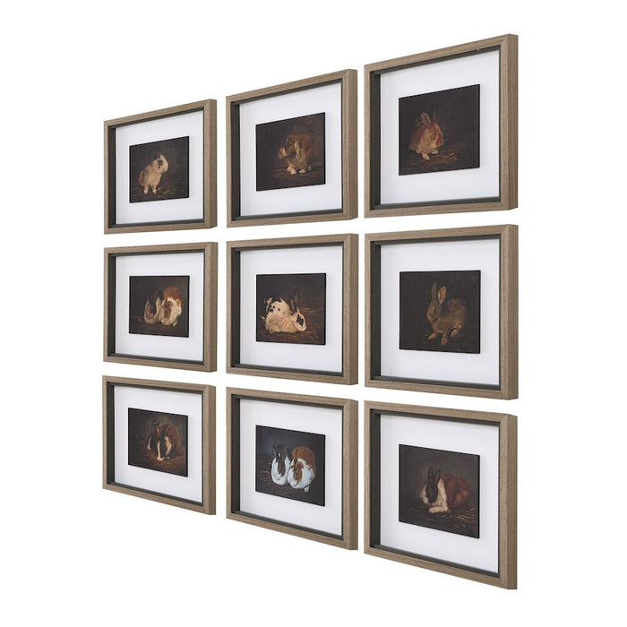Uttermost Resting Bunny Framed Prints Set of 9