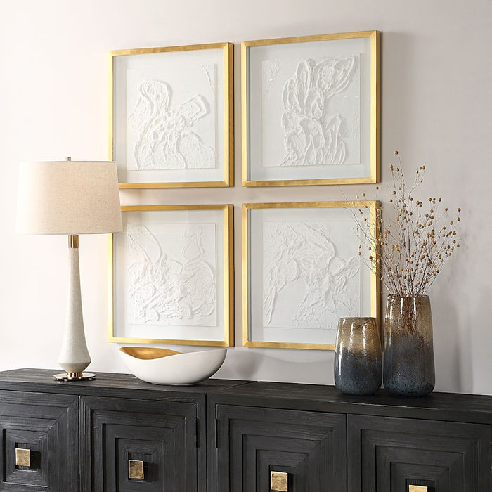 Uttermost Fourfold Framed Prints Set of 4, Gold