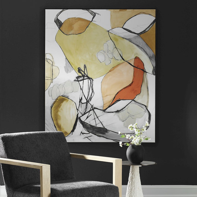 Uttermost Charcoal Improvision Framed Abstract Art, Black - 32389