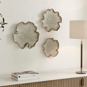 Uttermost Selene 16.1in Gray Earthenware Wall Decor S/3 | Mottled Glaze with Caramel Edging | Living Room & Entryway Accent | Model 3513