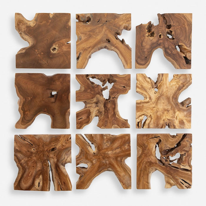 Uttermost Talia Wood Wall Decor Set of 9, Natural - 4379