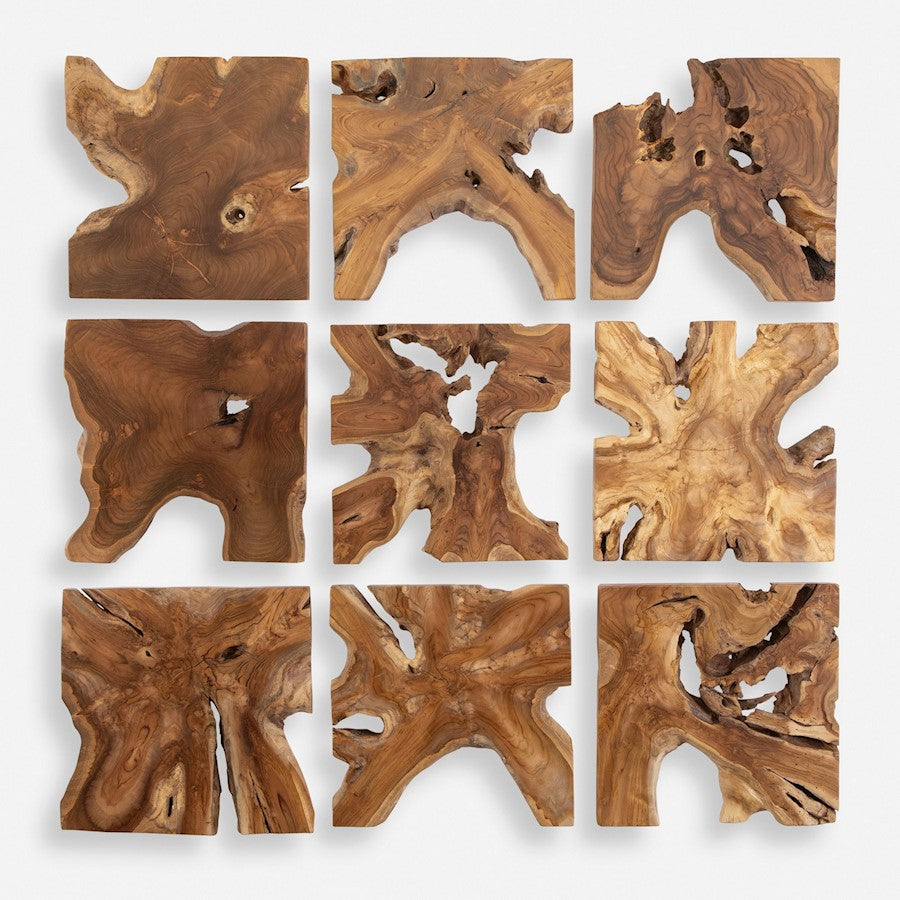 Uttermost Talia Wood Wall Decor Set of 9, Natural - 4379