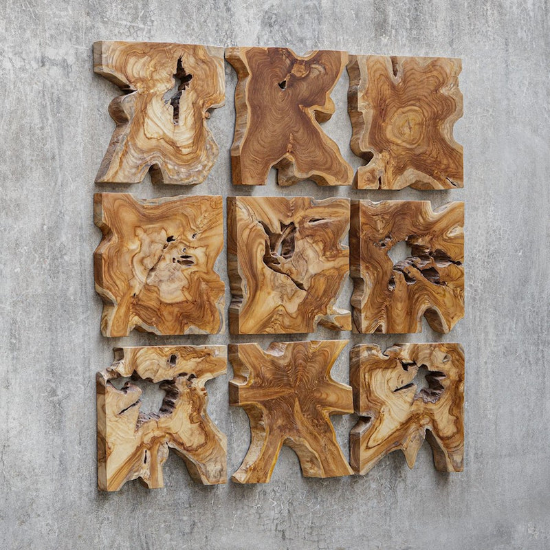 Uttermost Talia Wood Wall Decor Set of 9, Natural