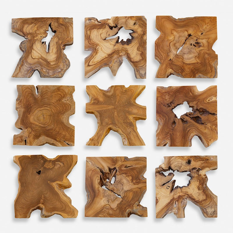 Uttermost Talia Wood Wall Decor Set of 9, Natural