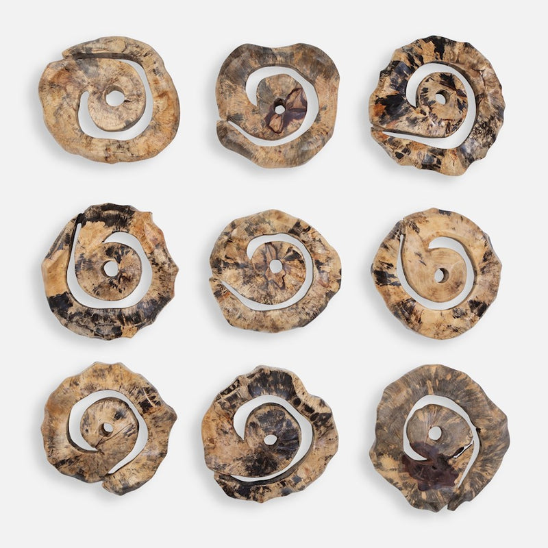 Uttermost Corkscrew Wood Wall Decor Set of 9, Natural - 4381