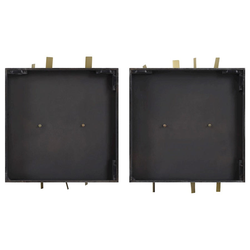 Uttermost Crosshatch Metal Wall Decor Set of 2, Antique Gold