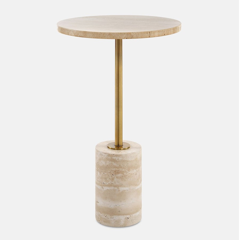Uttermost Malya Travertine Accent Table, Brass - 50060