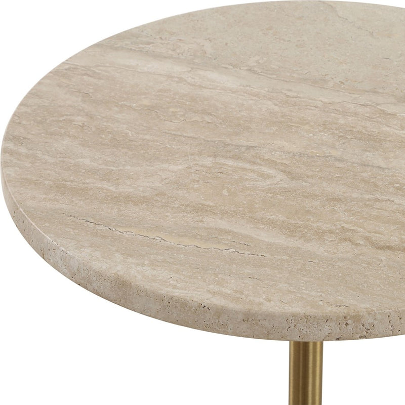 Uttermost Malya Travertine Accent Table, Brass