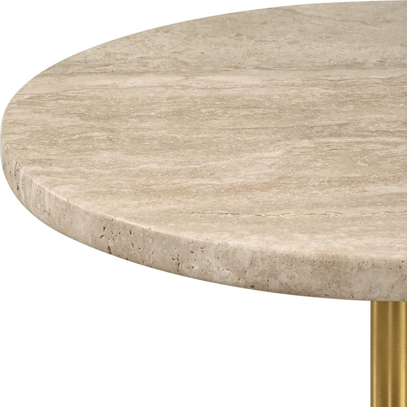 Uttermost Malya Travertine Accent Table, Brass