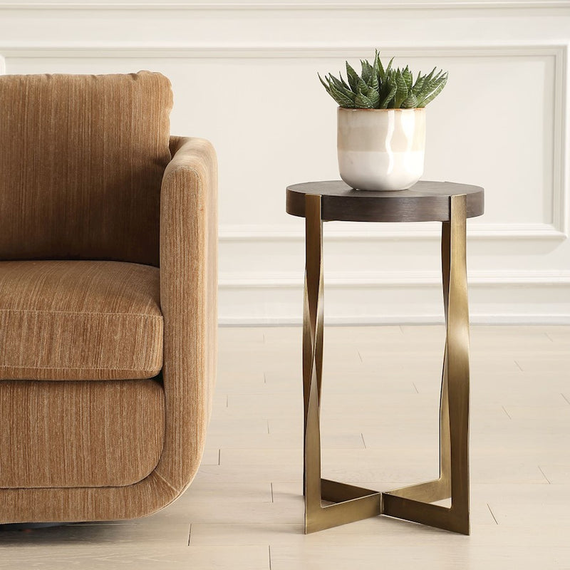 Uttermost Drew ss Accent Table, Bra/Dark Chocolate