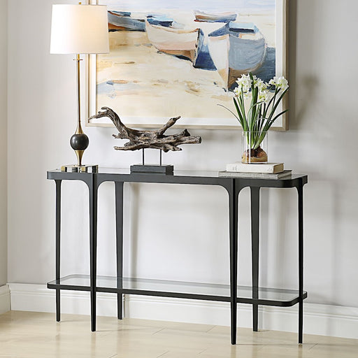 Uttermost Atchison Iron Console Table, Black