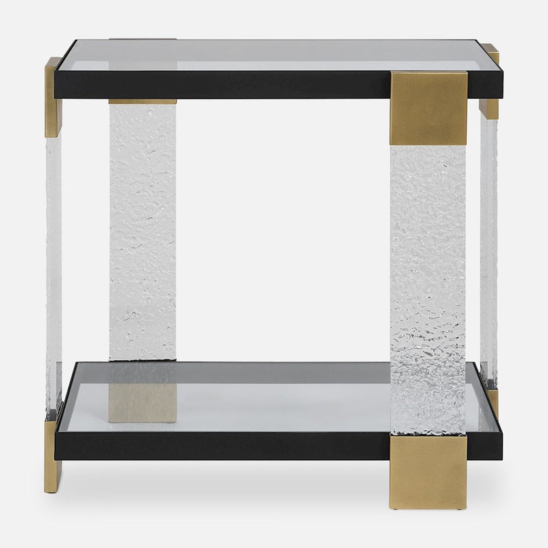 Uttermost Bendena Modern Side Table, Black/Brass - 50075