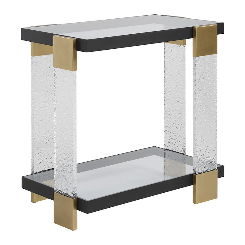 Uttermost Bendena Modern Side Table, Black/Brass