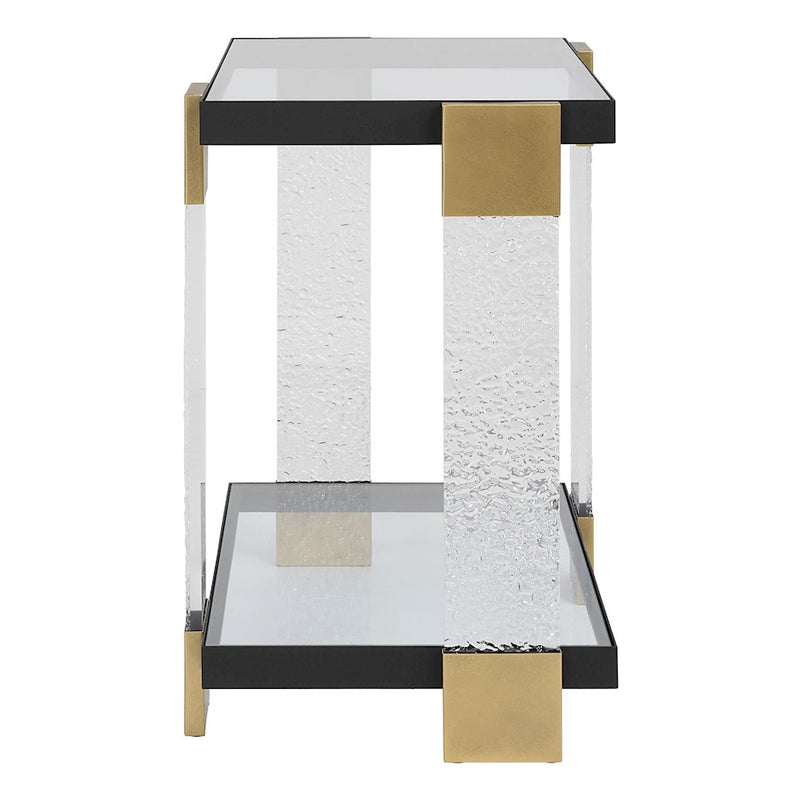Uttermost Bendena Modern Side Table, Black/Brass