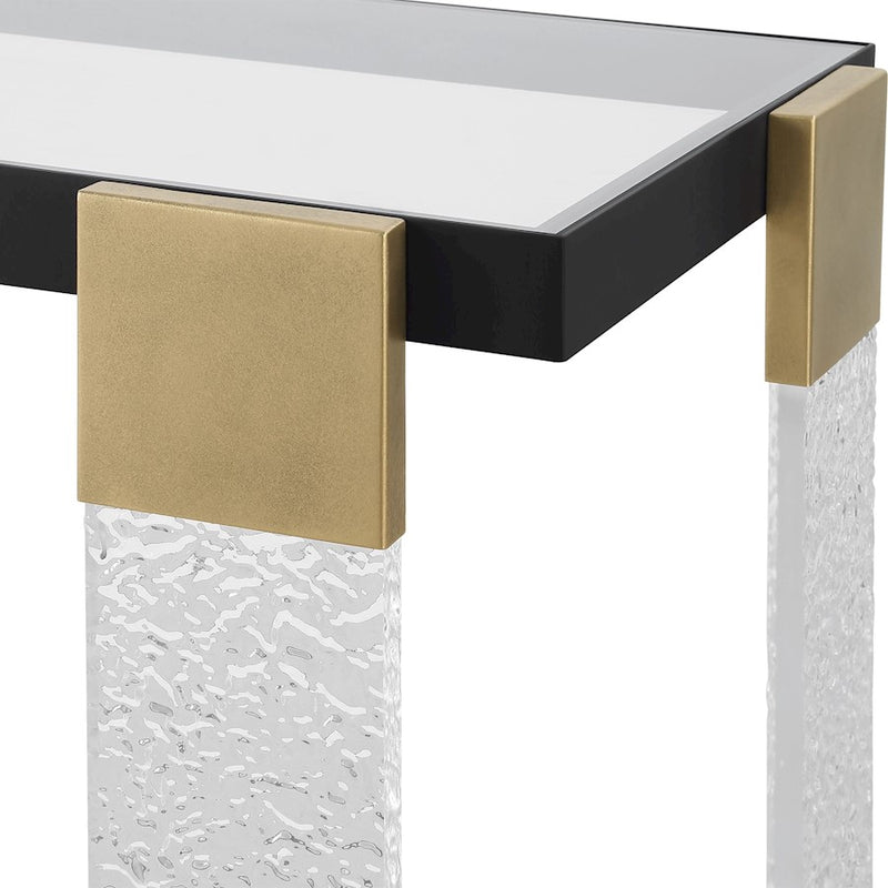 Uttermost Bendena Modern Side Table, Black/Brass