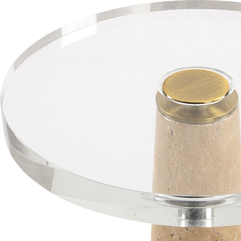 Uttermost Niari Travertine Drink Table, Gold
