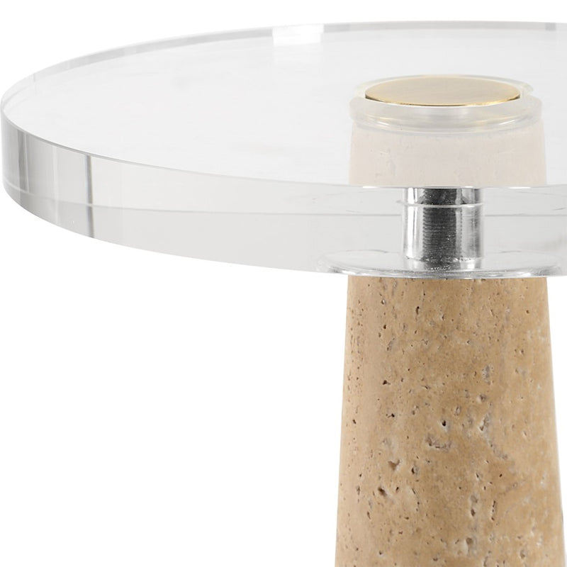 Uttermost Niari Travertine Drink Table, Gold
