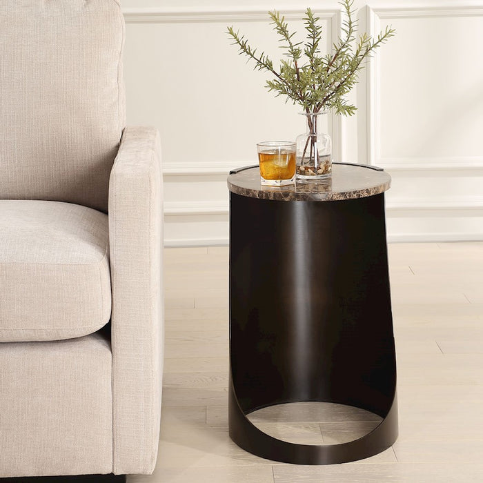 Uttermost Welling Modern Metal Side Table, Chocolate