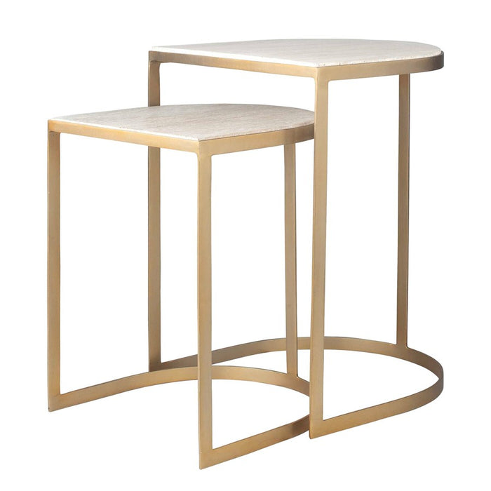 Uttermost Lindon Travertine Nesting Tables Set of 2, Gold