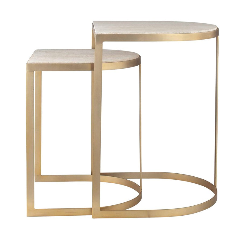 Uttermost Lindon Travertine Nesting Tables Set of 2, Gold